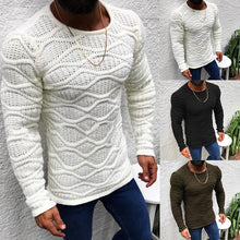 Load image into Gallery viewer, OLOME Men's Knitted Pullovers Sweater Solid Color O-neck Slim Fit Long Sleeve Jumpers Sweaters Men Casual Winter Warm Knitwear