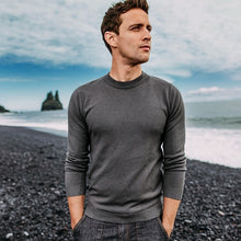 Load image into Gallery viewer, Autumn Men Sweater Solid Black Gray Green White Color Pullovers For Man Casual Slim Clothing New Male Wear Knitwear Tops 8921

