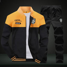 Load image into Gallery viewer, 2019 New Men Sets Fashion Sporting Suit Brand Patchwork Zipper Sweatshirt +Sweatpants Mens Clothing 2 Pieces Sets Slim Tracksuit
