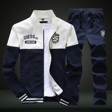 Load image into Gallery viewer, 2019 New Men Sets Fashion Sporting Suit Brand Patchwork Zipper Sweatshirt +Sweatpants Mens Clothing 2 Pieces Sets Slim Tracksuit
