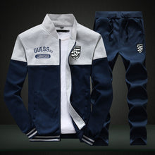 Load image into Gallery viewer, 2019 New Men Sets Fashion Sporting Suit Brand Patchwork Zipper Sweatshirt +Sweatpants Mens Clothing 2 Pieces Sets Slim Tracksuit
